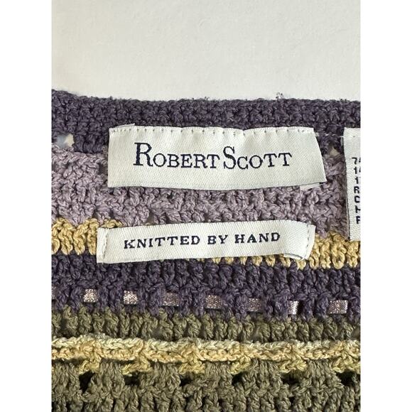 Robert Scott Women’s Sz M Hand Knitted Sweater Lavender Silk Linen Cotton Blend - Picture 9 of 13